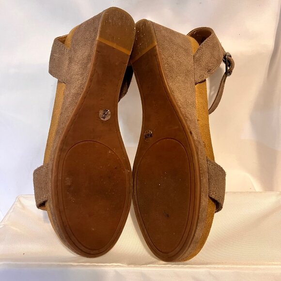 Lucky Brand Wedge 2 1/2" Heels-Suede Ankle Strap Buckle-Taupe/Tan-Size 8 1/2 - Picture 13 of 14